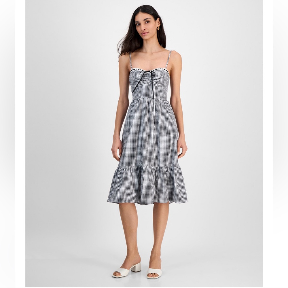 NWOT Kingston Grey Juniors' Gingham Tie-Back Midi Dress